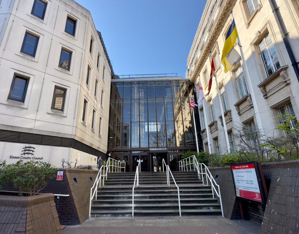 Essex County Council's council building. Essex's Council-Wide Booking Platform