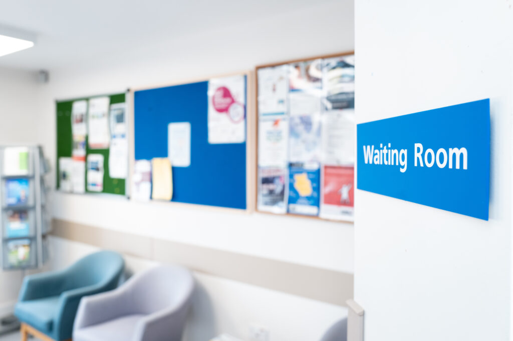 Empty waiting room due to efficiency of phlebotomy booking system