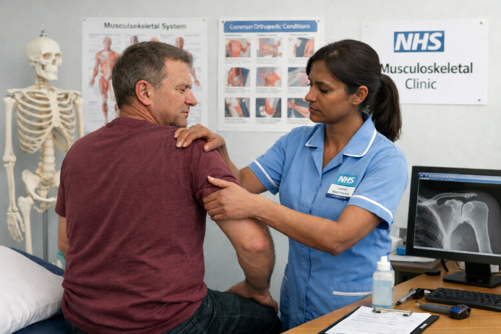 MSK appointment being carried out after being booked on NHS booking system